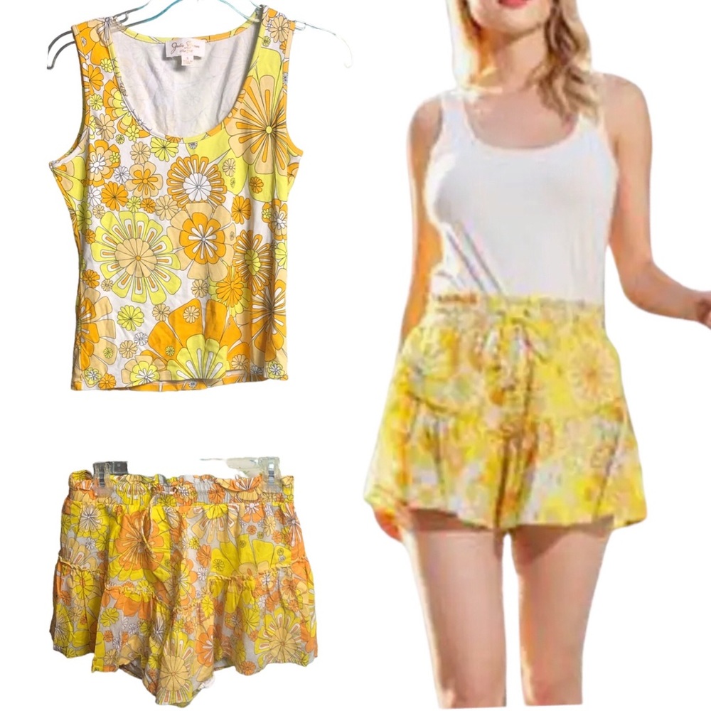 Julie Brown outfit tank top & Justine Floral Ruffle Shorts retro rockabilly